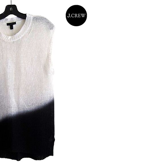 J Crew NEW 60's LINEN Colorblock Oversized Open Knit Top M - Picture 3 of 12